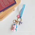 Silicone cartoon keychain pendant unicorn 3D three-dimensional doll key ring